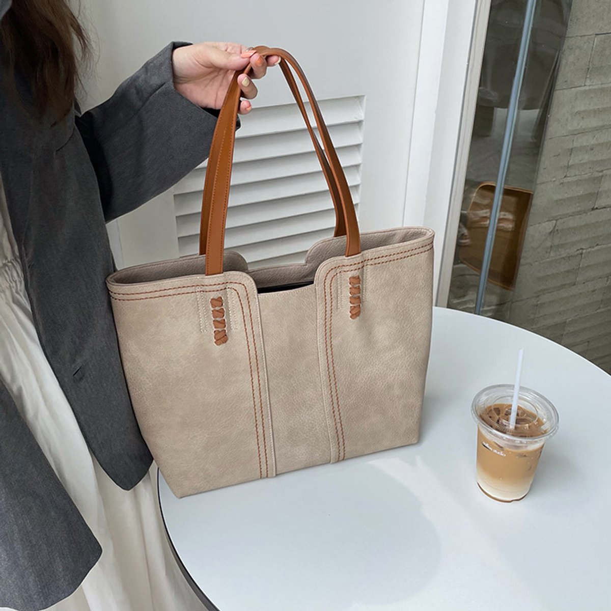 Borsa Tote Donna Minimalista Con Spallacci Comodi E Interni Spaziosi - Borsa Tote Bag Versatile Per Ogni Occasione 3