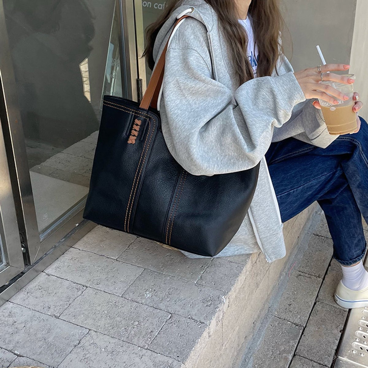 Borsa Tote Donna Minimalista Con Spallacci Comodi E Interni Spaziosi - Borsa Tote Bag Versatile Per Ogni Occasione 4