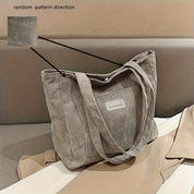 Borsa a mano da donna in velluto a coste elegante, versatile in pelle vegana 8