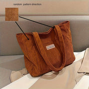 Borsa a mano da donna in velluto a coste elegante, versatile in pelle vegana 9