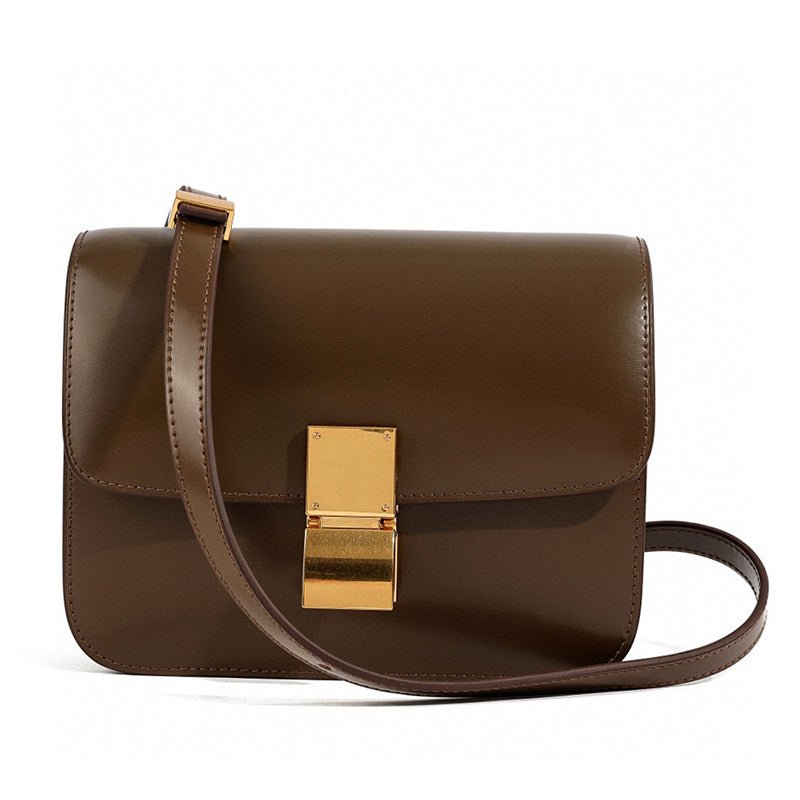Borsa a tracolla classica da donna con patta in vera pelle 0