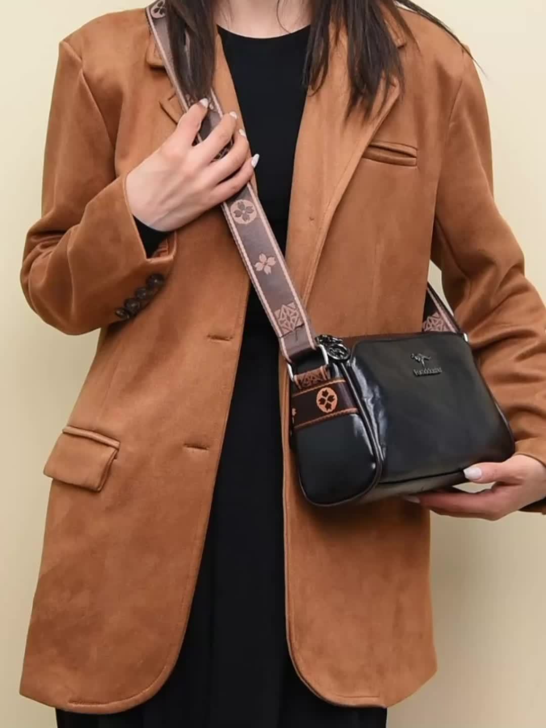 Borsa a tracolla elegante da donna in pelle vegana funzionale 2