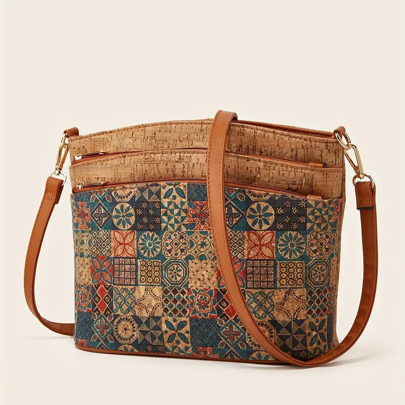 Borsa a tracolla in stile etnico da donna in pelle PU 3