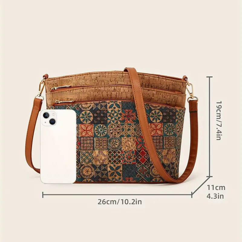 Borsa a tracolla in stile etnico da donna in pelle PU 4