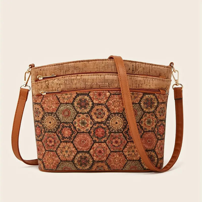 Borsa a tracolla in stile etnico da donna in pelle PU 9