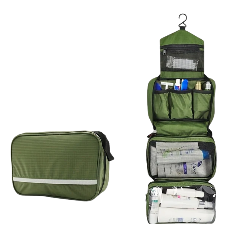 Borsa da Toilette Sospesa Compatta per Viaggi e Uso Quotidiano – Organizer Salvaspazio 25,5 x 15 x 10 cm in Tessuto Resistente 12