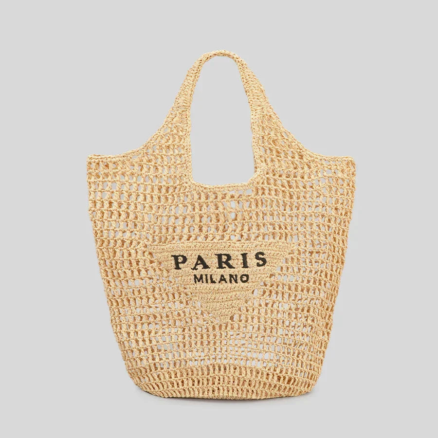 Borsa da spiaggia da donna intrecciata a mano, design elegante e resistente 0