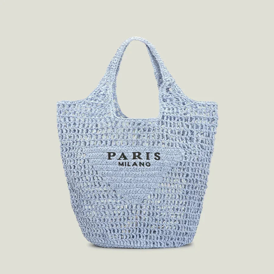 Borsa da spiaggia da donna intrecciata a mano, design elegante e resistente 2