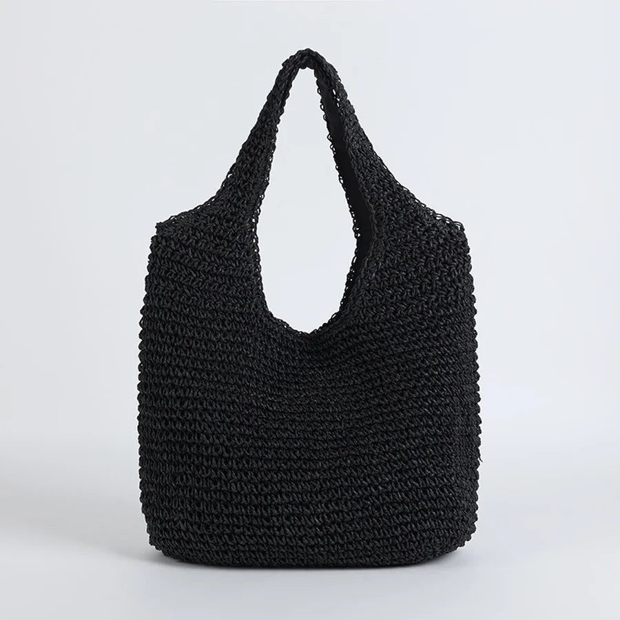 Borsa da spiaggia in paglia elegante da donna, grande capacità, in vimini 5