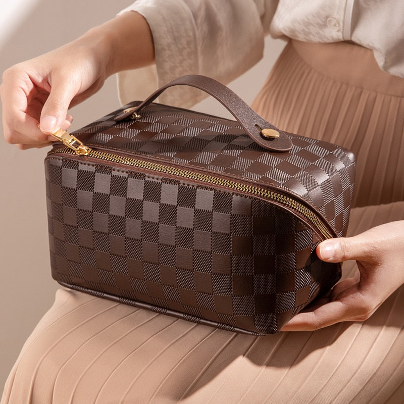 Borsa da viaggio per donna con elegante motivo a quadri, tessuto resistente 6