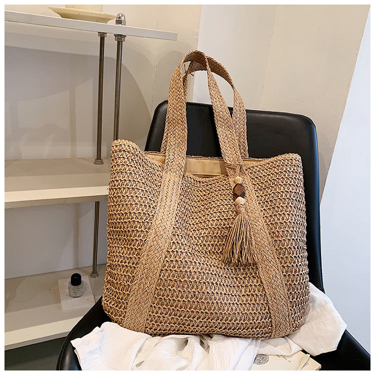 Borsa estiva casual in paglia da donna, design versatile e leggero 0