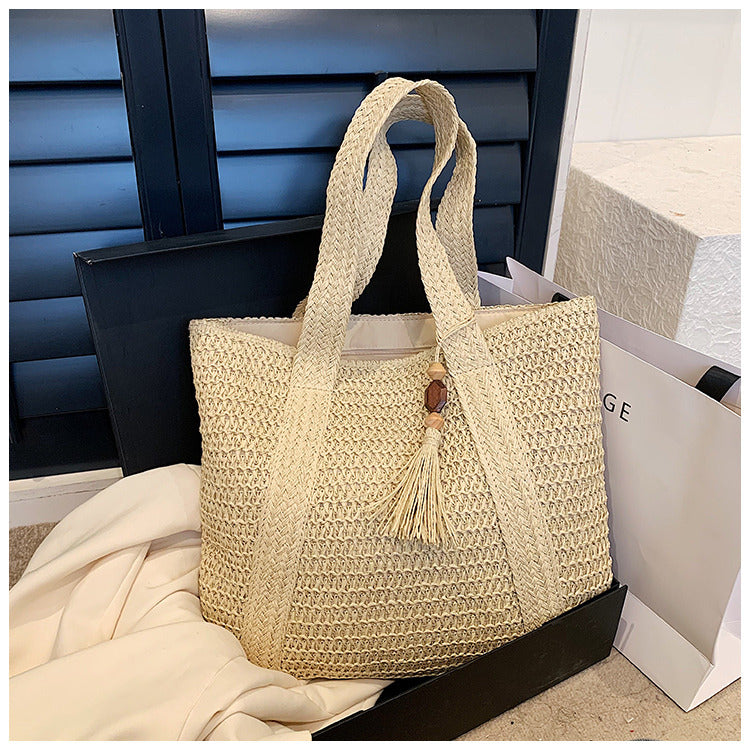 Borsa estiva casual in paglia da donna, design versatile e leggero 4