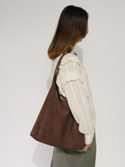 Borsa tote in pelle elegante da donna, versatile, scamosciata 2