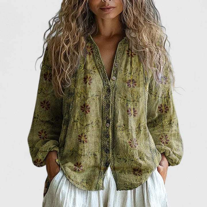 Camicetta Comoda Donna con Stampa a Foglie per Stile Elegante e Casual 2