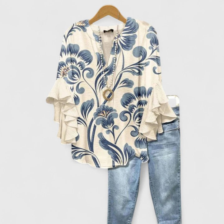 Camicetta Donna Elegante con Stampa Floreale per Estate - Camicie Donna Fresche e Raffinate 0