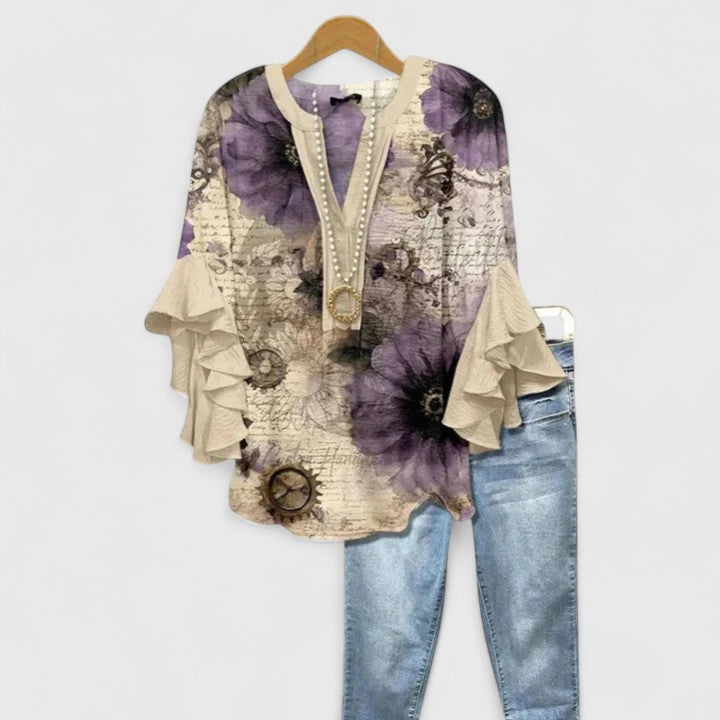 Camicetta Donna Elegante con Stampa Floreale per Estate - Camicie Donna Fresche e Raffinate 9