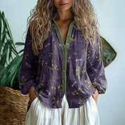 Camicetta Elegante con Stampa Botanica per Donne - Stile Rilassato e Versatile 0