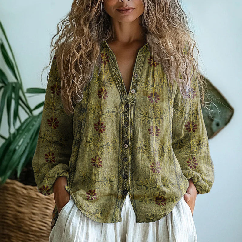 Camicetta Elegante con Stampa Botanica per Donne - Stile Rilassato e Versatile 2