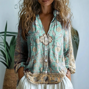 Camicetta Elegante con Stampa Botanica per Donne - Stile Rilassato e Versatile 4