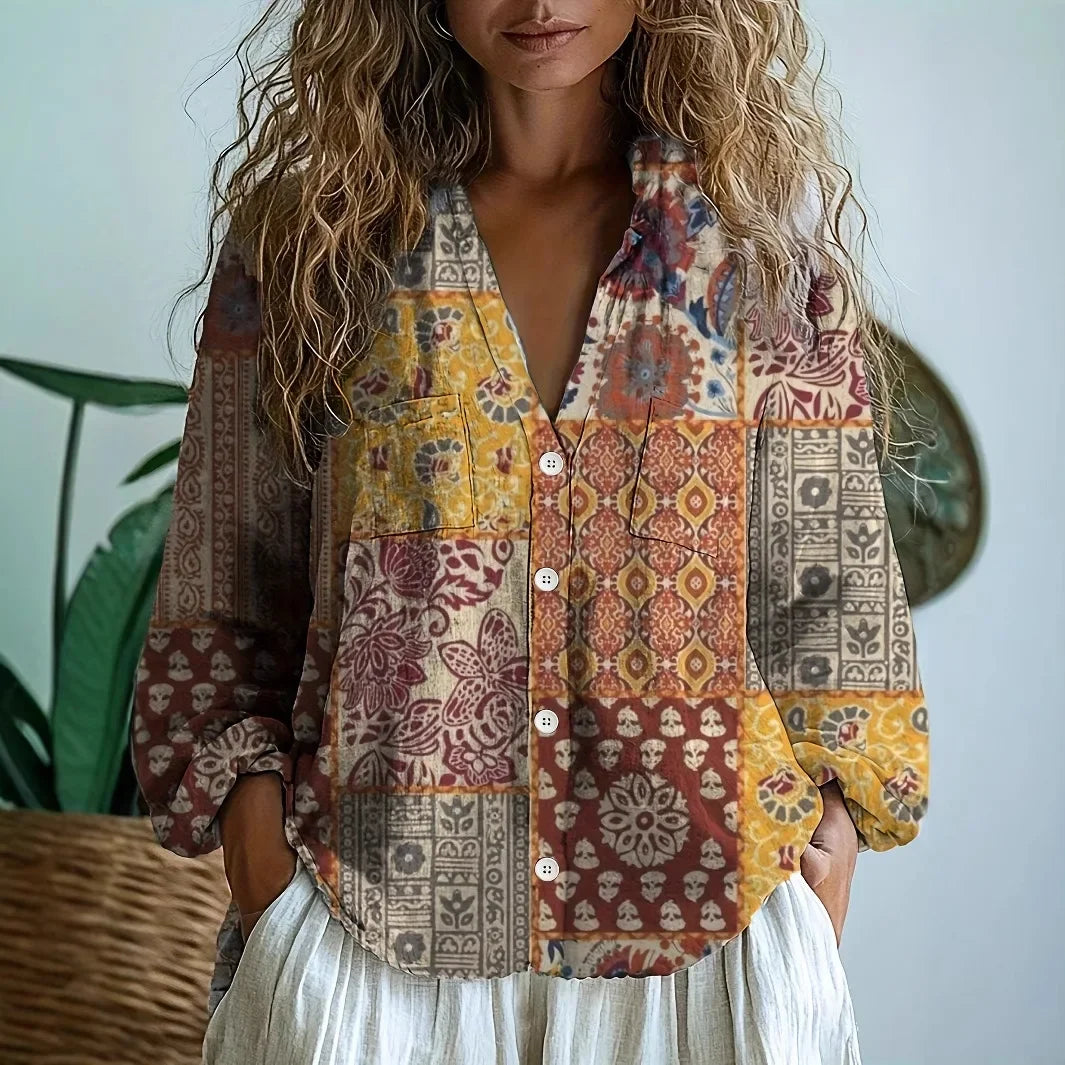 Camicetta Elegante con Stampa Botanica per Donne - Stile Rilassato e Versatile 6