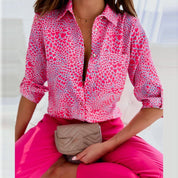 Camicetta da donna slim fit con stampa grafica e colletto a bavero 3