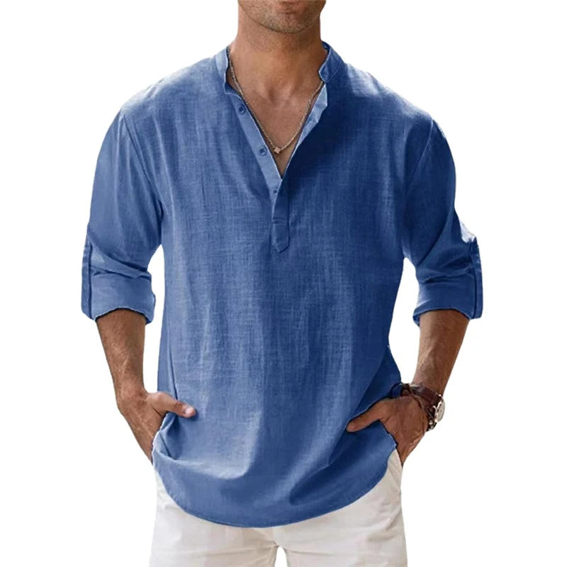 Camicia da Uomo Serafino Leggera con Collo Abbottonato per Estate - Camicie Uomo Versatili e Confortevoli 1