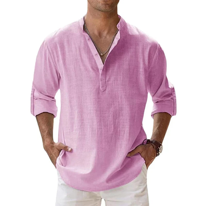 Camicia da Uomo Serafino Leggera con Collo Abbottonato per Estate - Camicie Uomo Versatili e Confortevoli 2