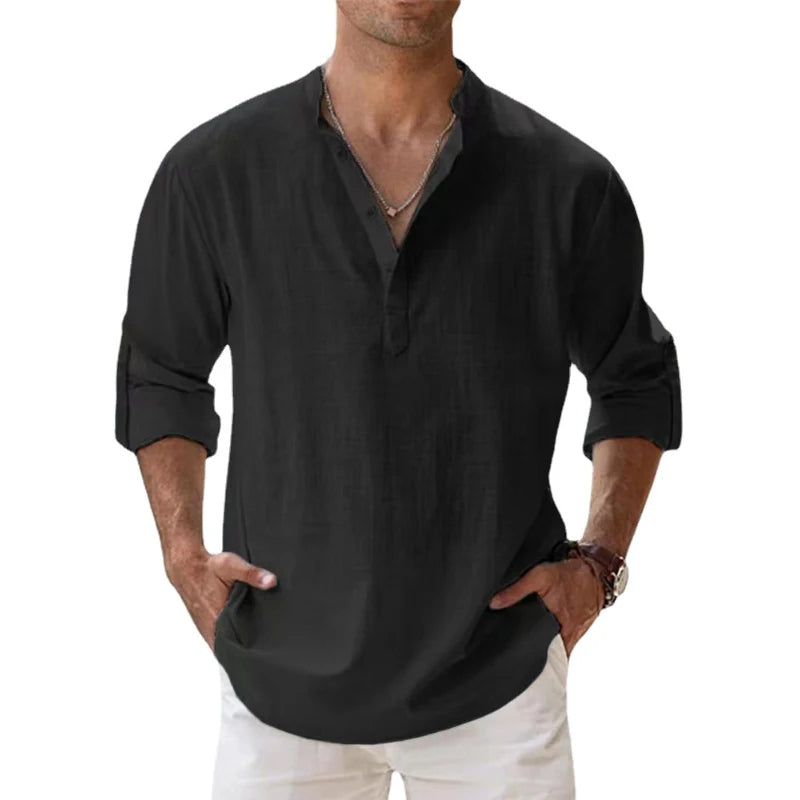 Camicia da Uomo Serafino Leggera con Collo Abbottonato per Estate - Camicie Uomo Versatili e Confortevoli 6