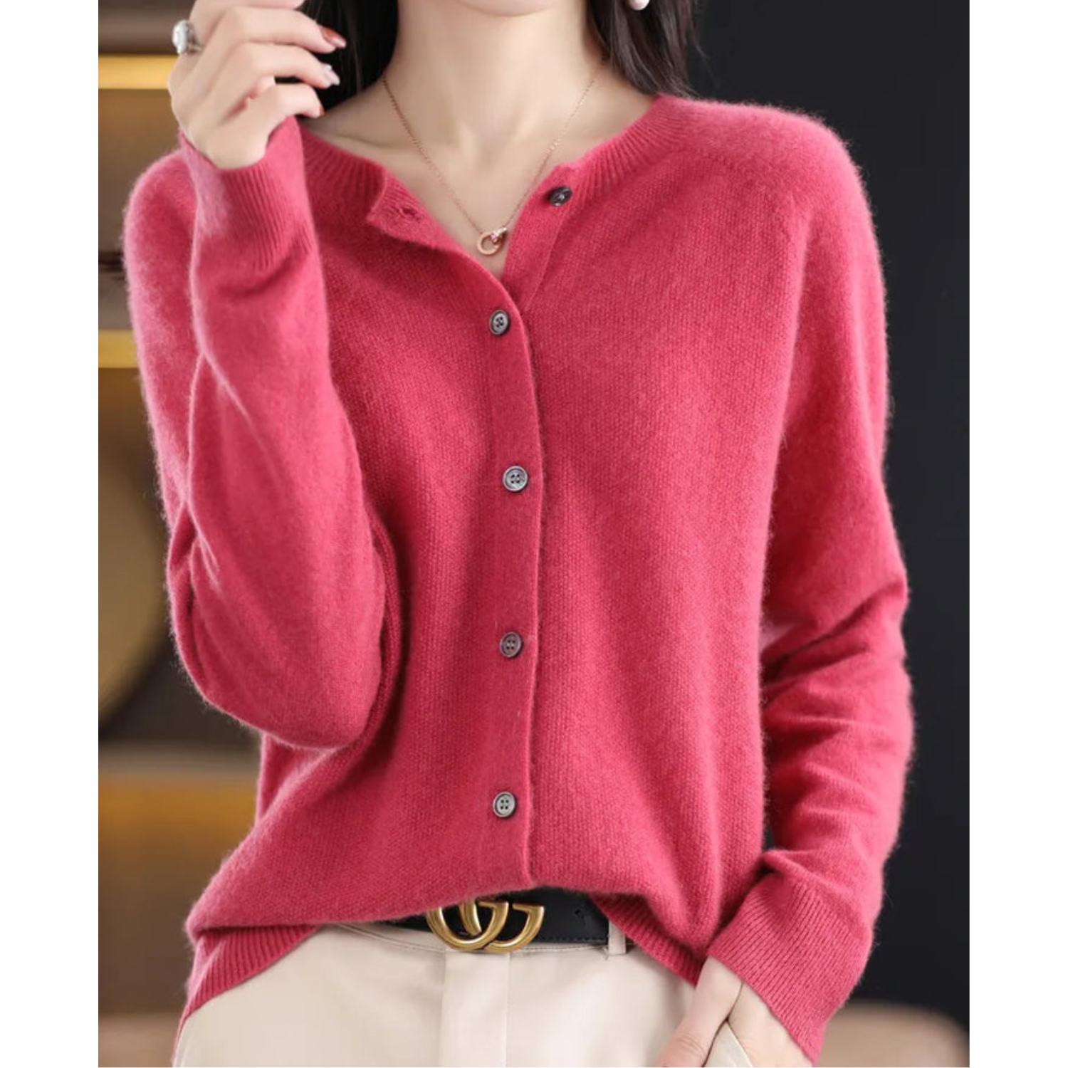 Cardigan Donna Elegante O-Hals in Morbido Tessuto – Versatile e Confortevole per Ogni Stagione 0