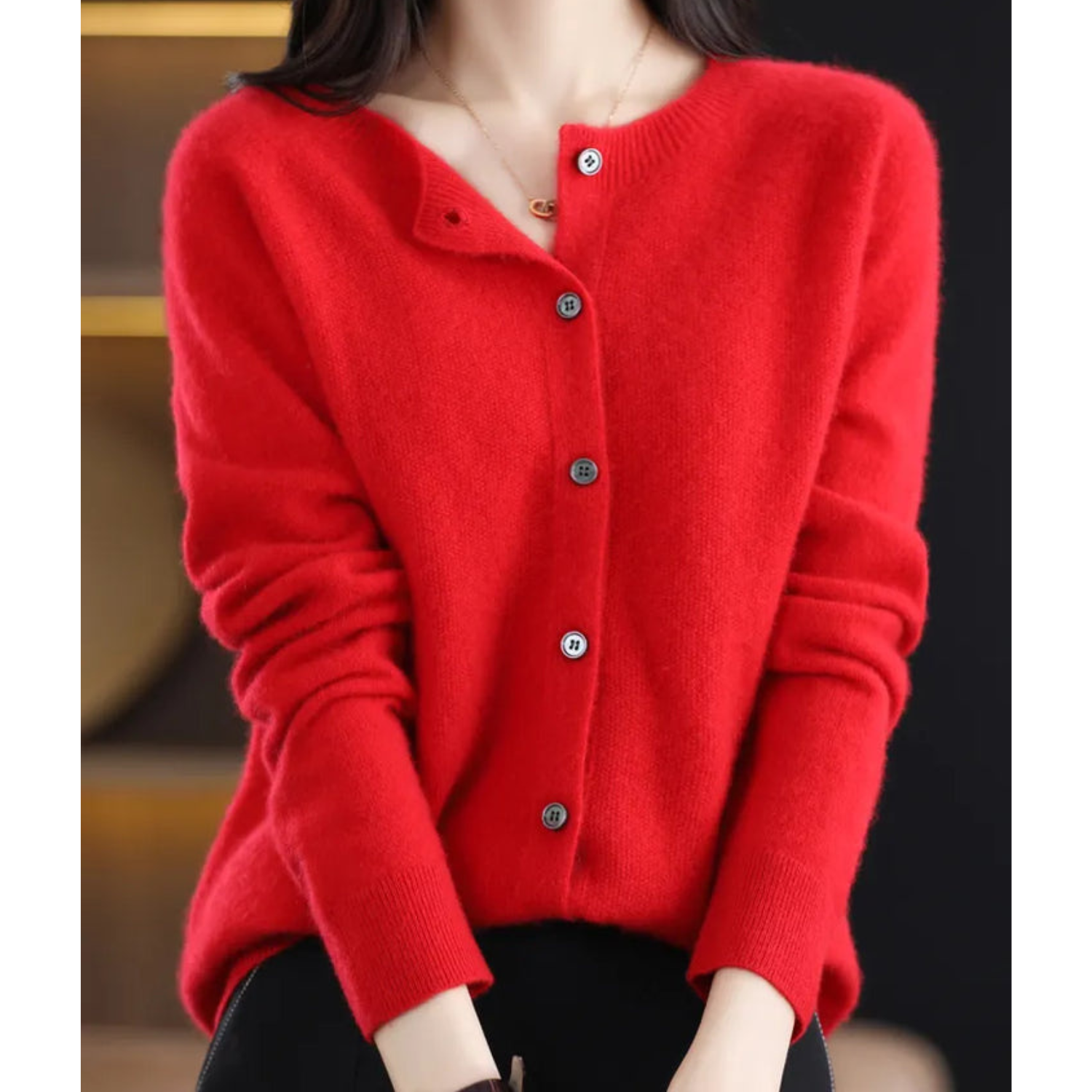 Cardigan Donna Elegante O-Hals in Morbido Tessuto – Versatile e Confortevole per Ogni Stagione 1