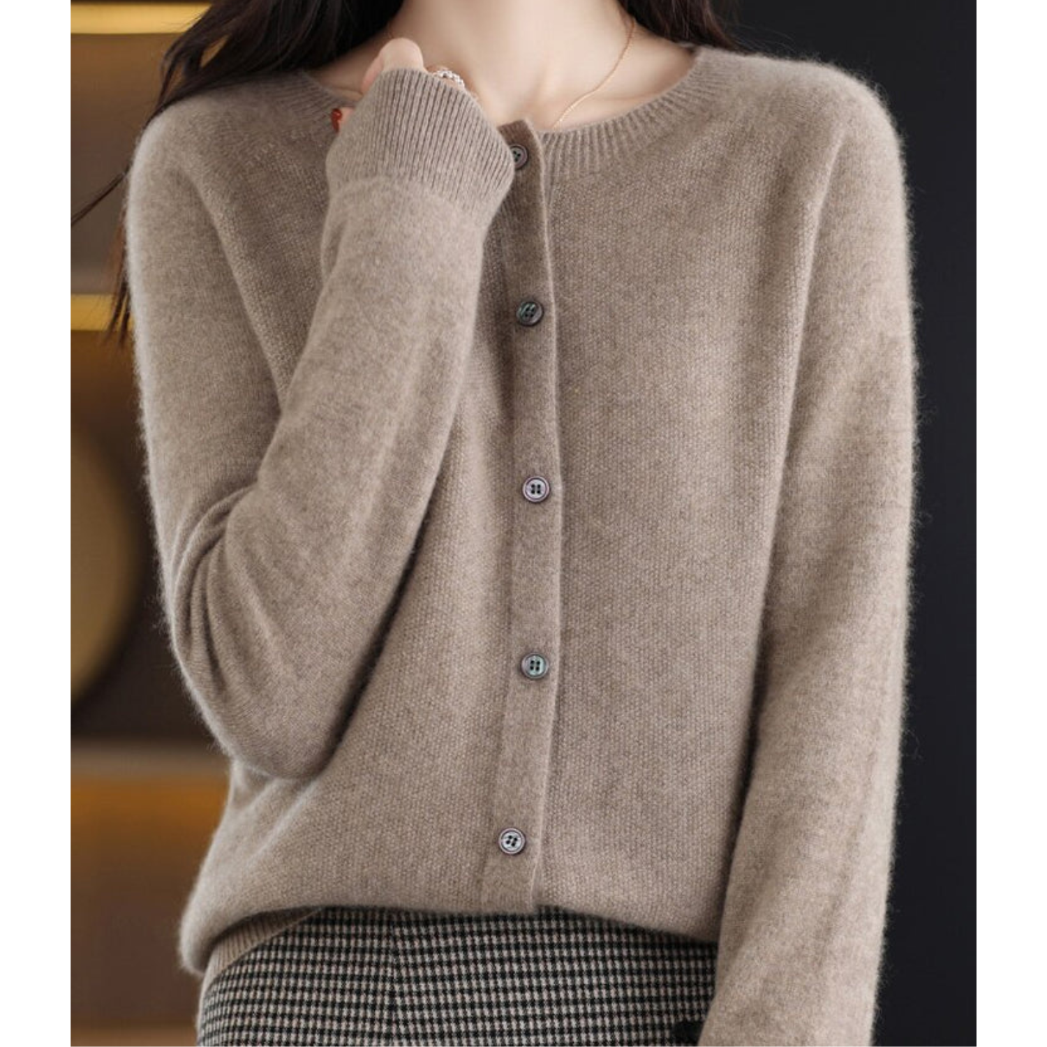 Cardigan Donna Elegante O-Hals in Morbido Tessuto – Versatile e Confortevole per Ogni Stagione 11