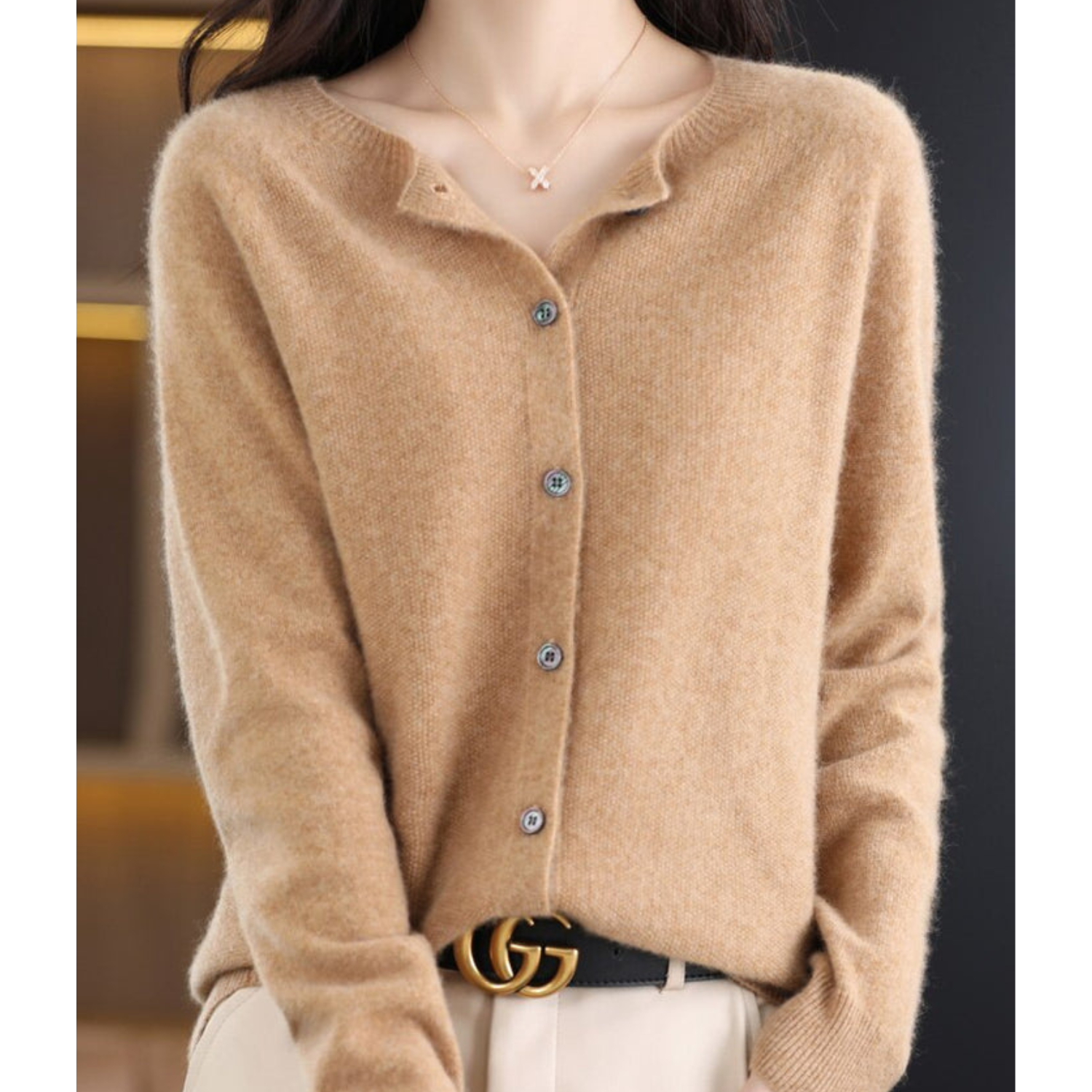 Cardigan Donna Elegante O-Hals in Morbido Tessuto – Versatile e Confortevole per Ogni Stagione 9