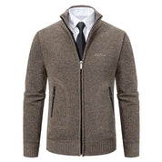 Cardigan lavorato a maglia da uomo - Misto lana - Collo alto con cerniera - Vestibilità su misura - Polsini a coste 12