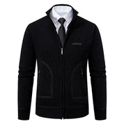 Cardigan lavorato a maglia da uomo - Misto lana - Collo alto con cerniera - Vestibilità su misura - Polsini a coste 6