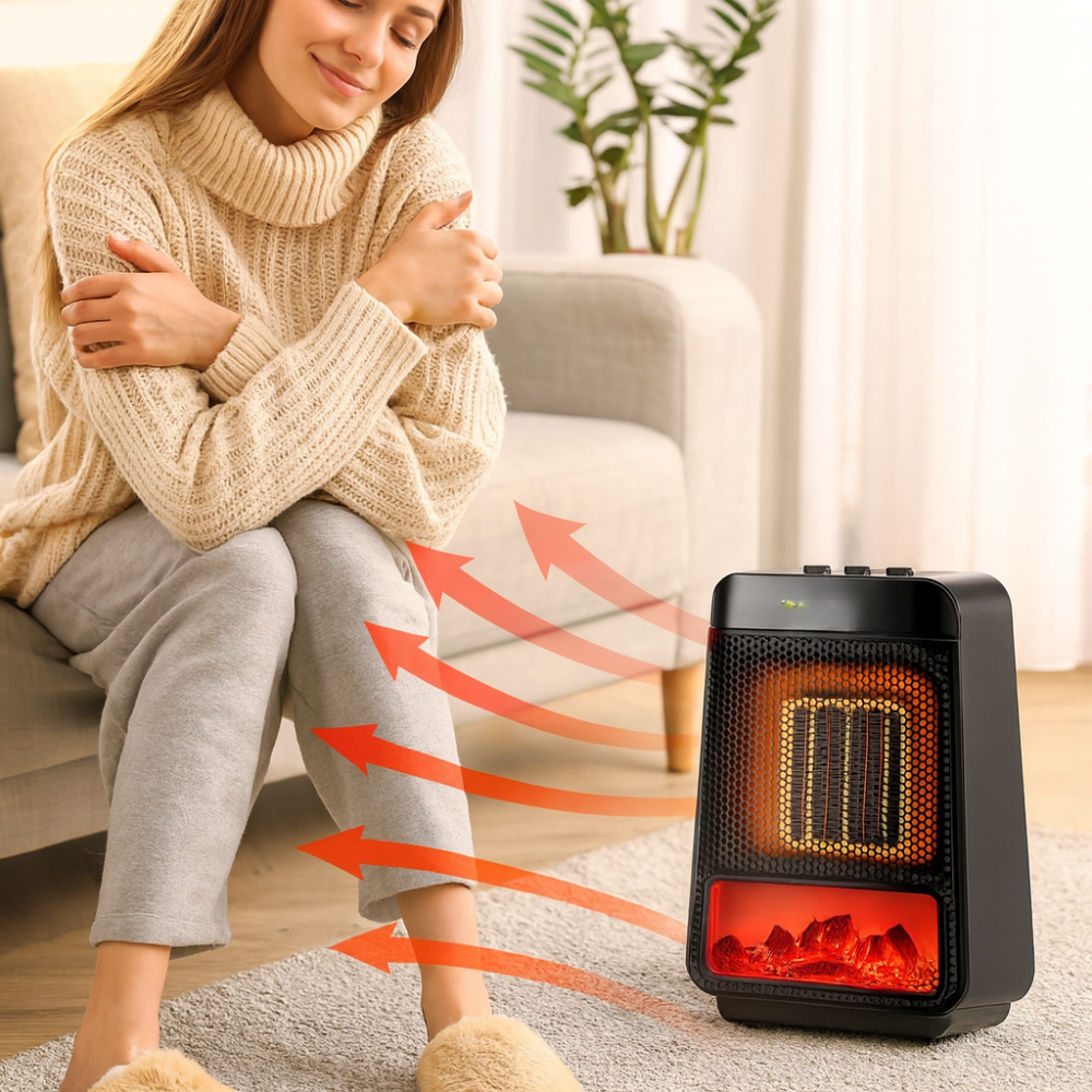 Ceramica | Riscaldatore elettrico portatile regolabile con controllo del termostato 0
