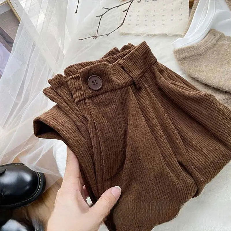 Chic Vintage High-Waisted Corduroy Pants for Stylish Women - Lizabella Fashion -  -  - Chic Vintage High-Waisted Corduroy Pants for Stylish Women - Lizabella Fashion - #tag1# - #tag2#