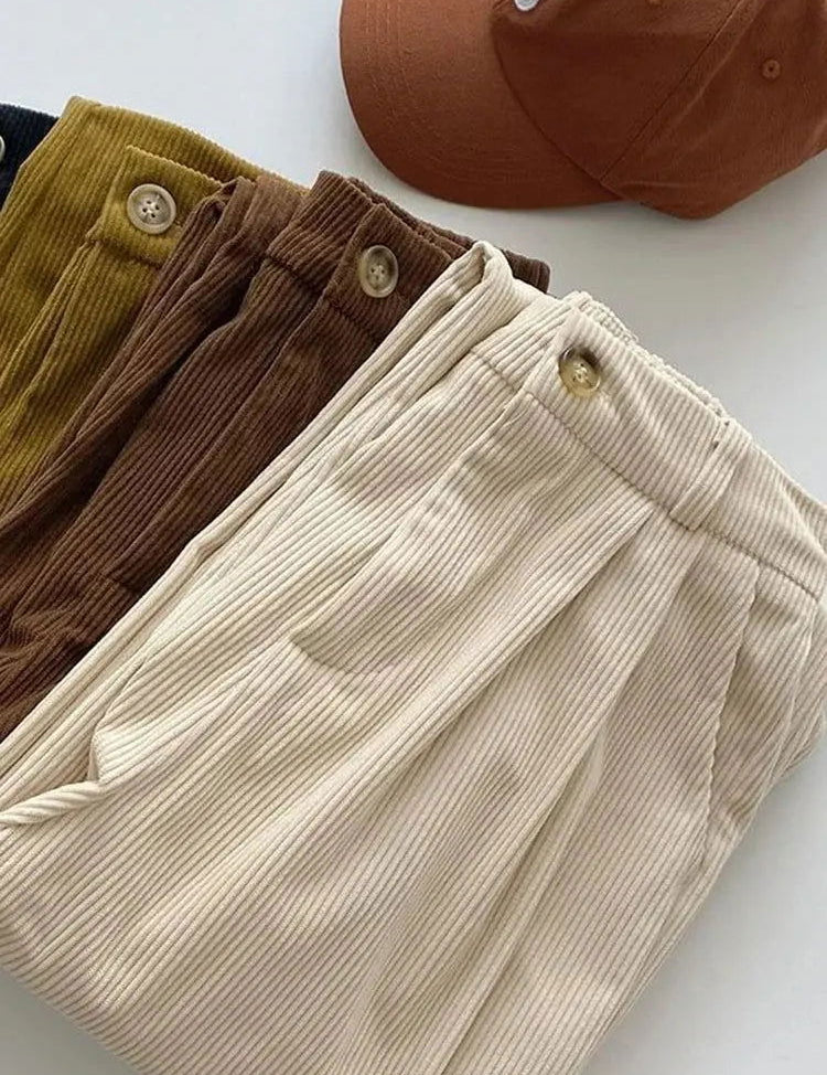 Chic Vintage High-Waisted Corduroy Pants for Stylish Women - Lizabella Fashion -  -  - Chic Vintage High-Waisted Corduroy Pants for Stylish Women - Lizabella Fashion - #tag1# - #tag2#