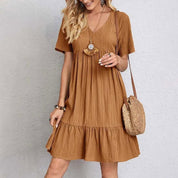 Chic and Comfy: V-Neck Mini Dress by ALIRA - Lizabella Fashion -  -  - Chic and Comfy: V-Neck Mini Dress by ALIRA - Lizabella Fashion - #tag1# - #tag2#