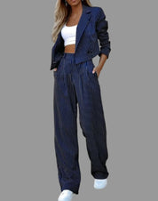Completo Elegante Da Donna Con Giacca E Pantaloni, Stile Moderno Per Ufficio E Occasioni Sociali 0