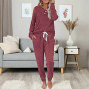 Completo Loungewear Donna Due Pezzi Manica Lunga Costine con Coulisse Regolabile per Comfort Quotidiano 6