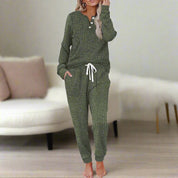 Completo Loungewear Donna Due Pezzi Manica Lunga Costine con Coulisse Regolabile per Comfort Quotidiano 7