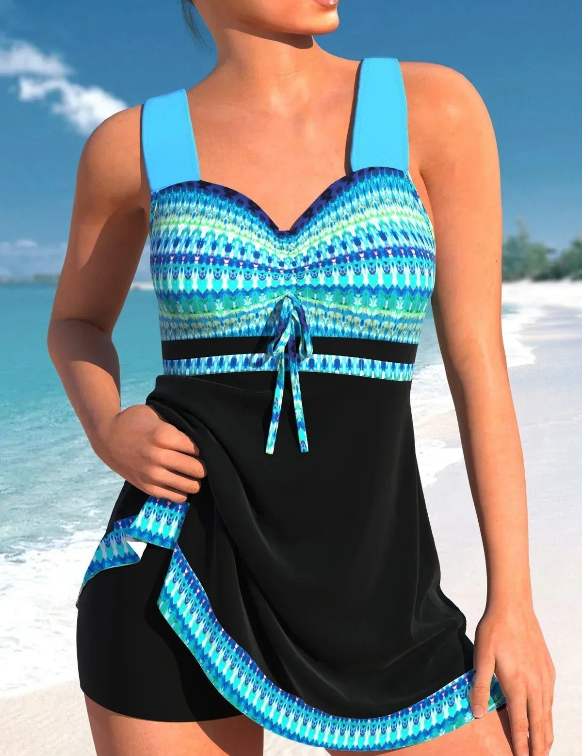 Costume Da Bagno Donna Elegante Due Pezzi Con Gonna Ad Asciugatura Rapida - Costumi Da Bagno Estivi Per Spiaggia E Piscina 1