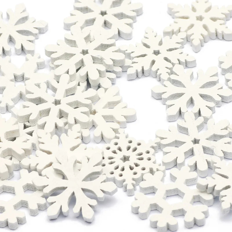 CraftyWinter | Decorazioni a forma di fiocco di neve in legno bianco per l'albero di Natale 0