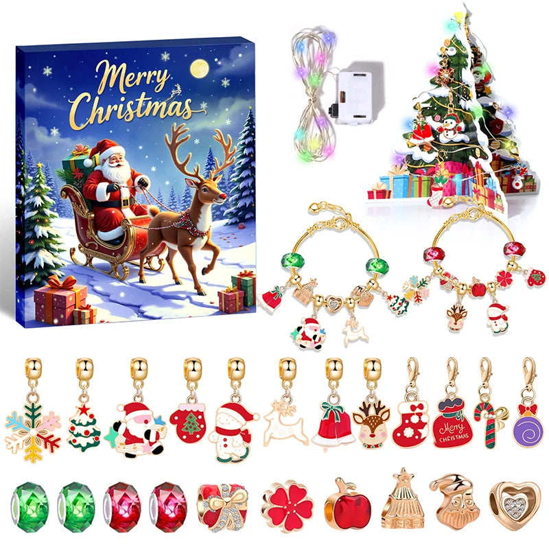 CrystalJoy | Set di braccialetti natalizi per bambini con conto alla rovescia e perline colorate 0