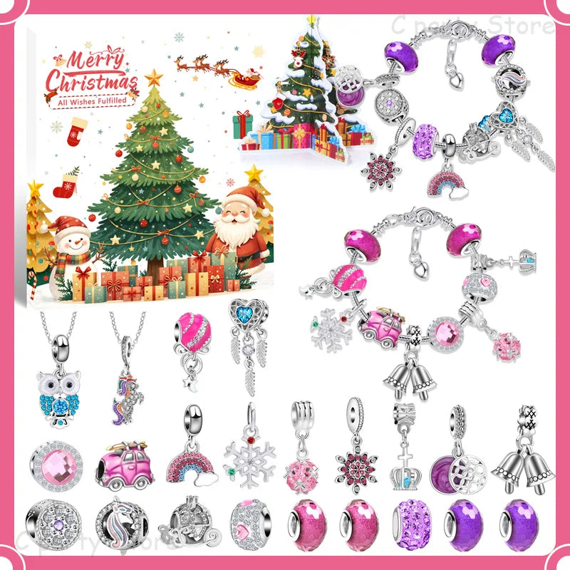 CrystalJoy | Set di braccialetti natalizi per bambini con conto alla rovescia e perline colorate 1
