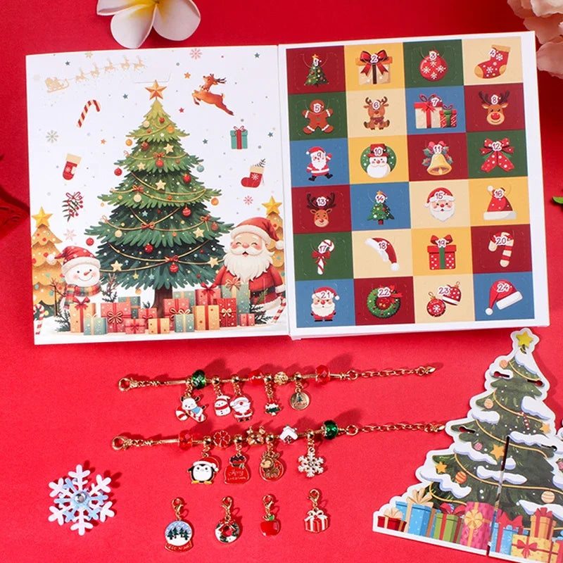CrystalJoy | Set di braccialetti natalizi per bambini con conto alla rovescia e perline colorate 3