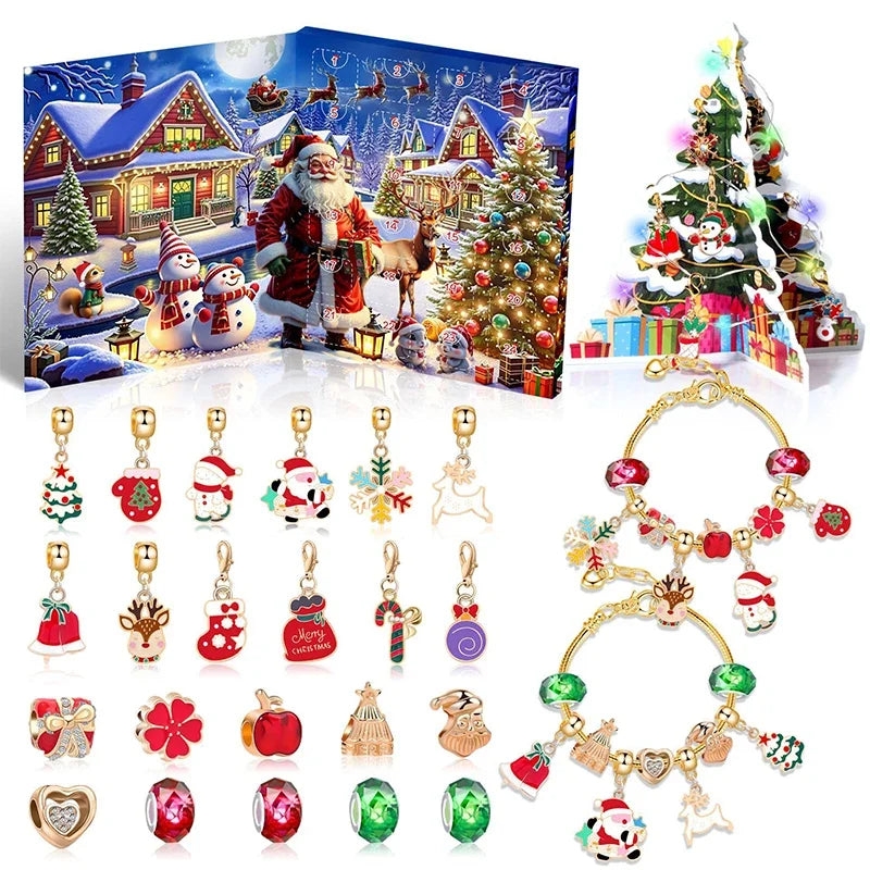 CrystalJoy | Set di braccialetti natalizi per bambini con conto alla rovescia e perline colorate 5