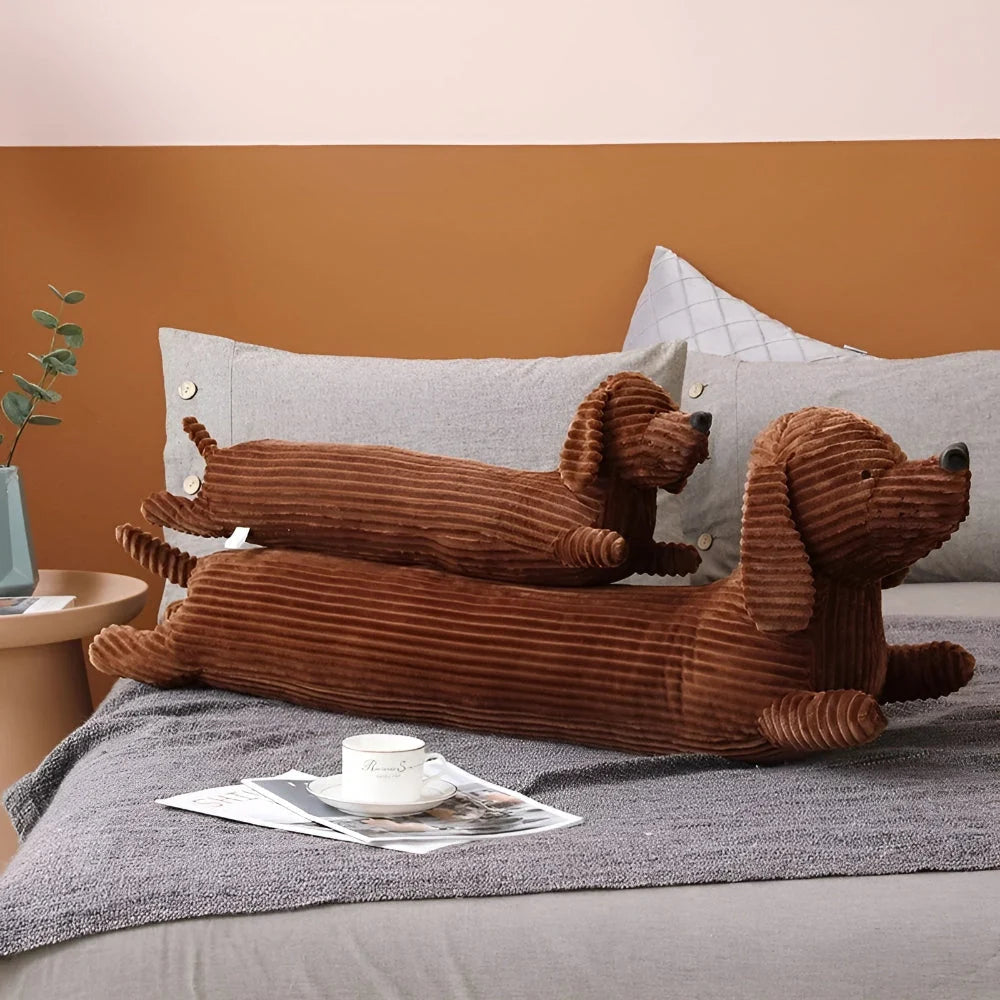 CuddlyPlush - Niedliches Kordel Dackel Plüschkissen 5