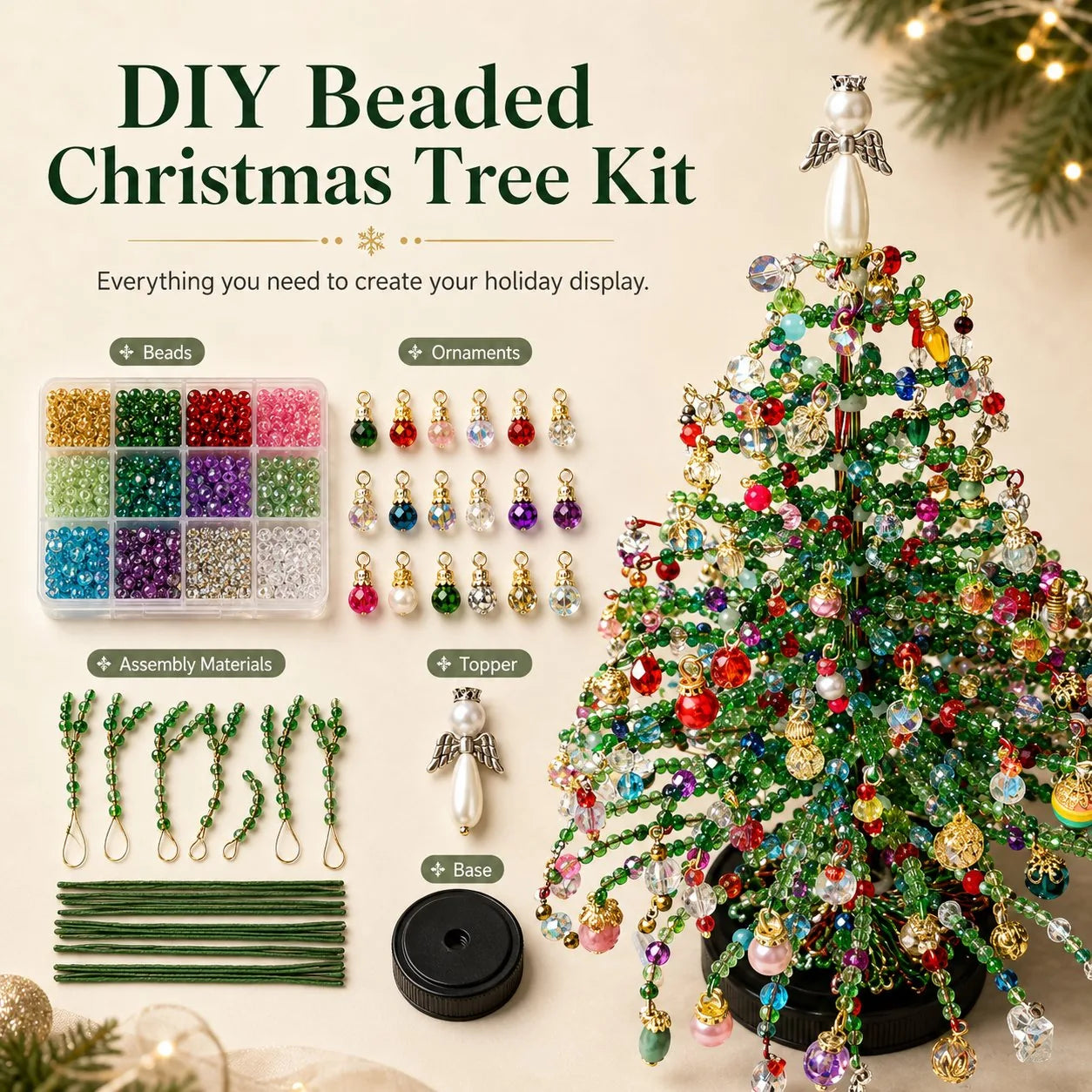 DIY Perlen-Weihnachtsbaum Bastelset für kreative festliche Dekoration 2