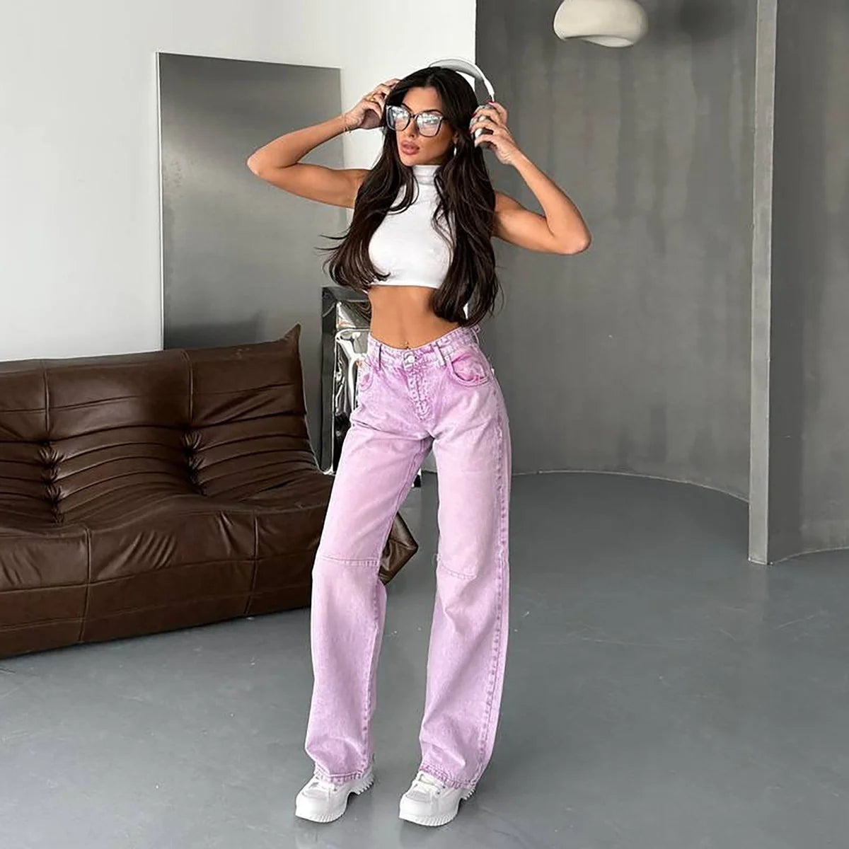 Damen High-Waist Wide-Leg-Jeans mit modernem Farbverlauf Drune 6